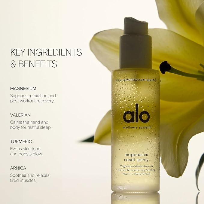 Alo Magnesium Reset Body Spray + Mini | For Sleep & Natural Stress Relief – Calming Blend with Magnesium, Valerian Root, Arnica & Essential Oils | Made in USA - 3.2 oz + 0.7 oz