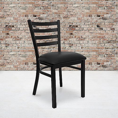 Flash Furniture Hercules Series Commercial Ladder Back Restaurant Chairs, Modern Lightweight Metal Dining Chairs with Padd...