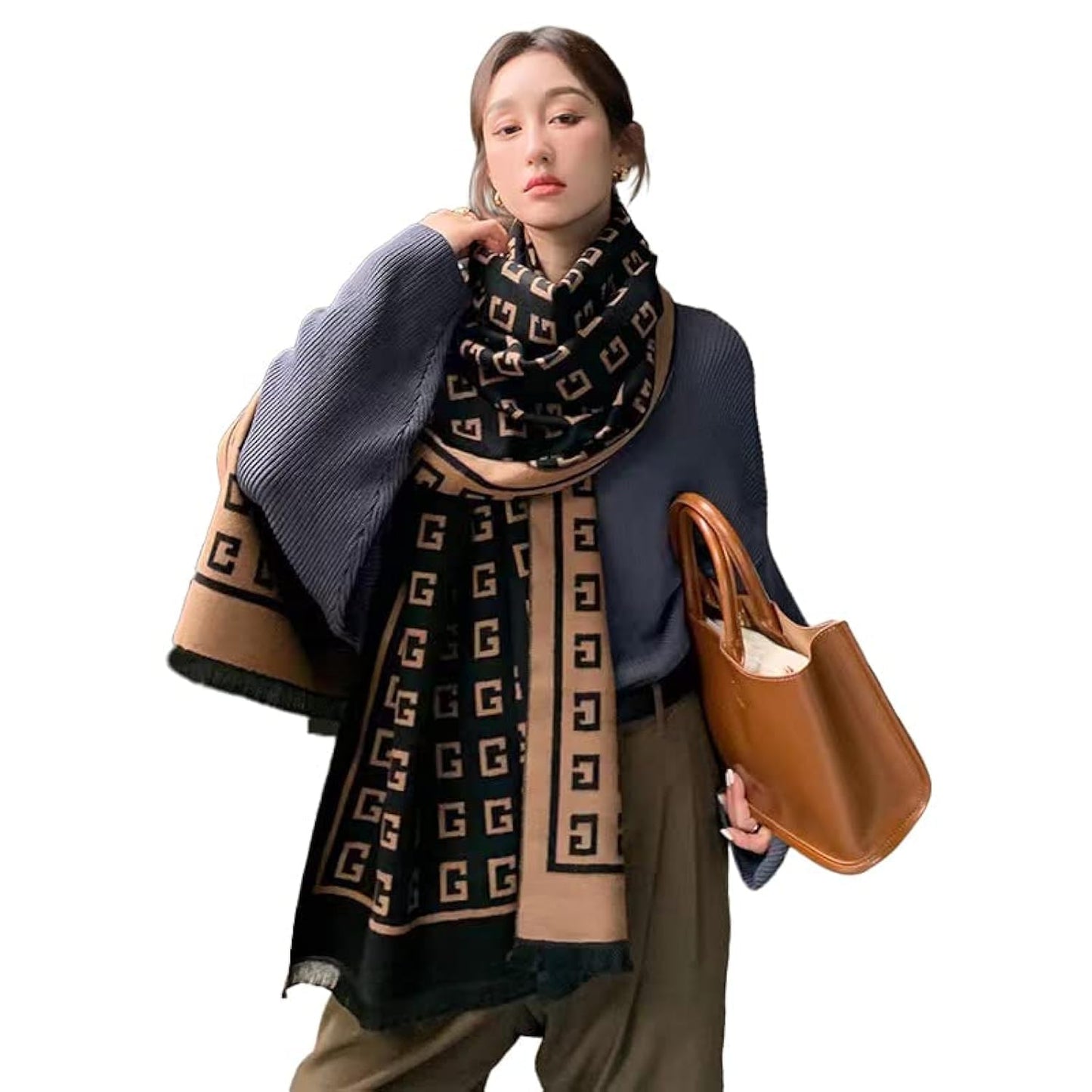 RainFlowwer Womens Pashmina Shawl Wrap Scarf Christmas Winter Warm Wool Scarves Large Reversible Stole Scarf Dress Gift
