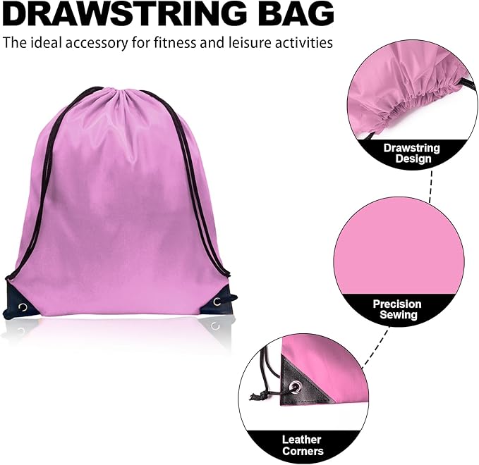 GoodtoU Drawstring Bags, Nylon Backpacks Draw String Gym Bags for Sport, Traveling, Team (Pink, 128Pcs)