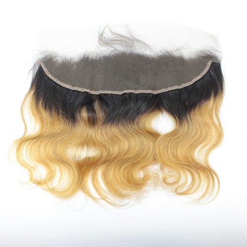 Forawme 10A Brazilian Hair 13X4 Ear To Ear Full Lace Frontals Closure Hair Pieces Natural Hairline 20 Inch 1B/27 Blonde Ombre Soft Remy Human Hair Body Wave Lace Frontals Pre Plucked