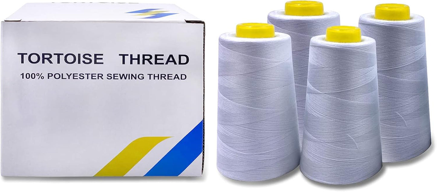Tortoise 4 Cones of 3000 Yards Each Spool Thread for All Purpose, Serger, Overlock, Quilting, Sewing Machine - 40S/2 Cream Yellow