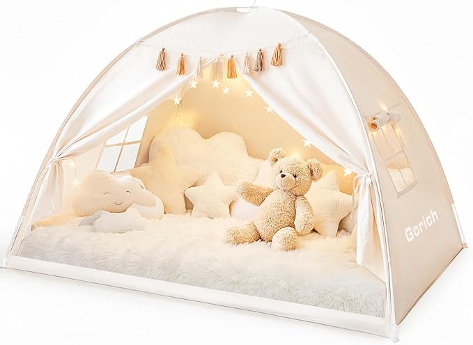 Gorich Twin Bed Tent for Kids, Indoor Privacy Toddler Sleeping Canopy with Mesh Window, Fits Bunk or Floor Bed, Include St...