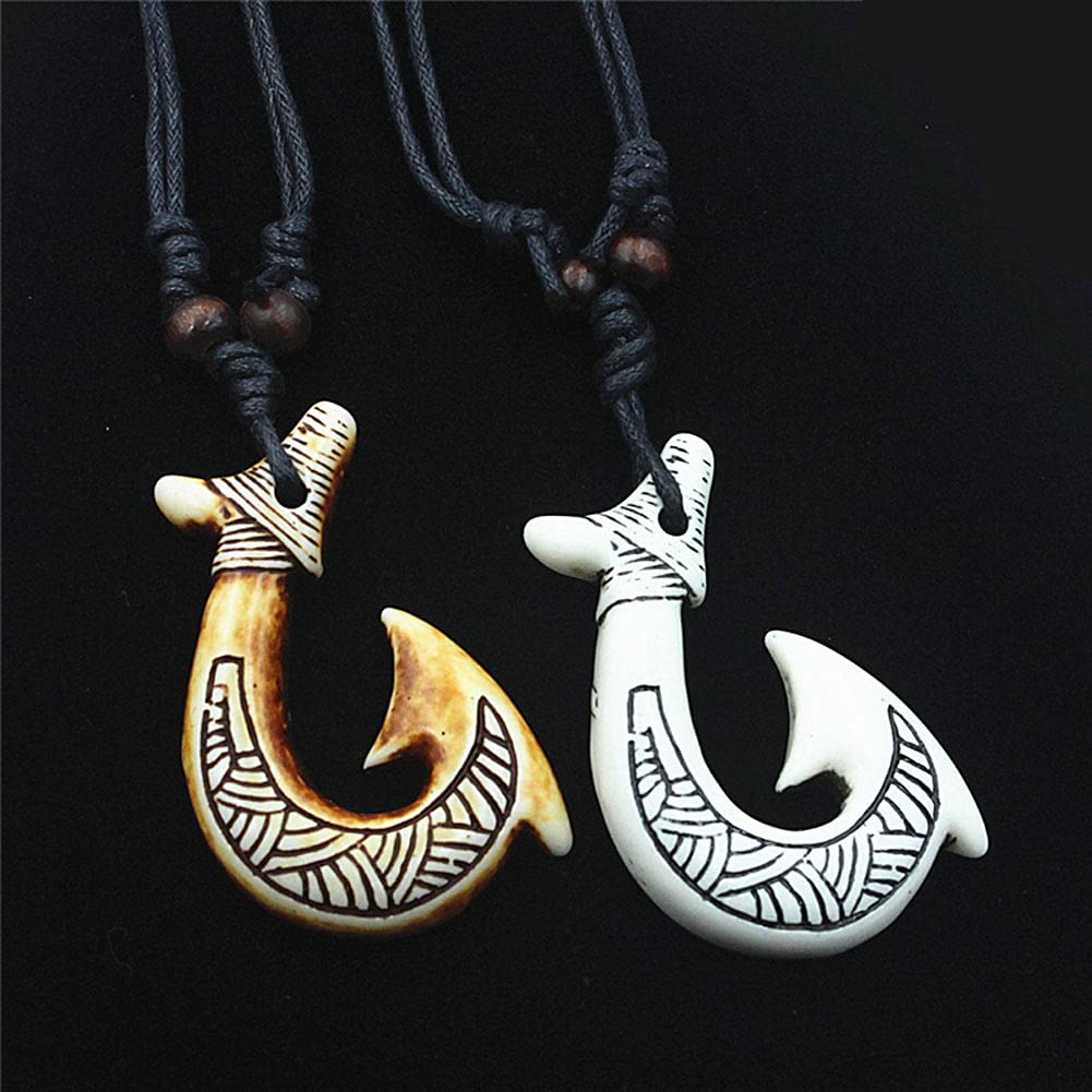 Scddboy Hawaiian Maori Fish Hook Pendant -Maui Beach Sufer Tribal Necklace