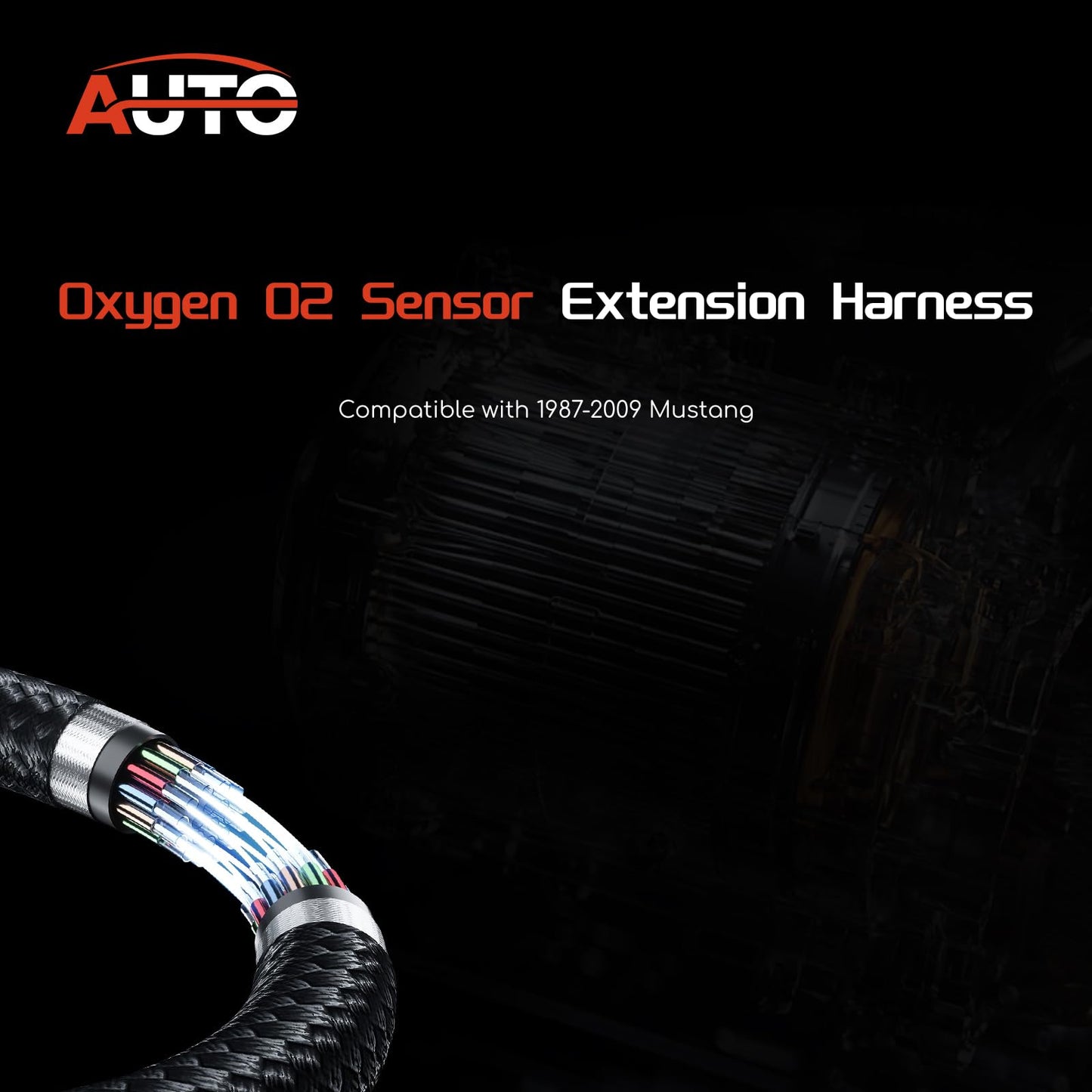 AUTO OCCASION O2 Oxygen Sensor Extension Harness 4Pin with 25.78'' Compatible with 1987-2009 Mustang Fox Body 4 Pack