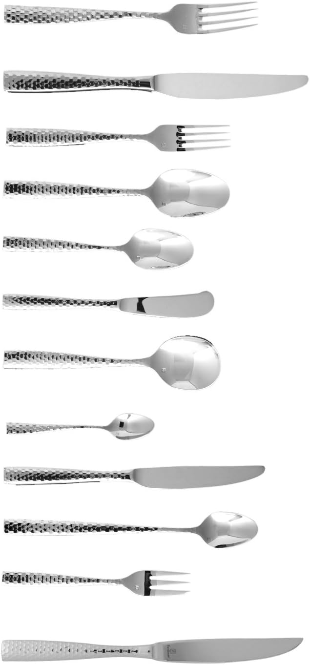 Fortessa Lucca Faceted 18/10 Stainless Steel Flatware Fish Knife, Set of 12