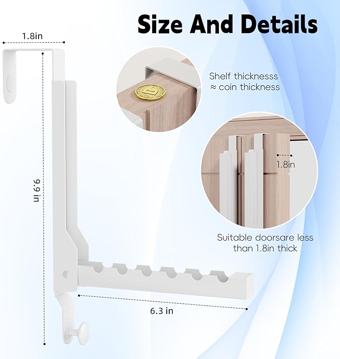 BAKON Over The Door Hanger Folding Clothes Drying Rack, Folding Hanging Coat Rack for Indoor Laundry Room Compact Small Space Foldable Portable Clothing Hanger Hook Collapsible (Wihte-2(Upgraded))