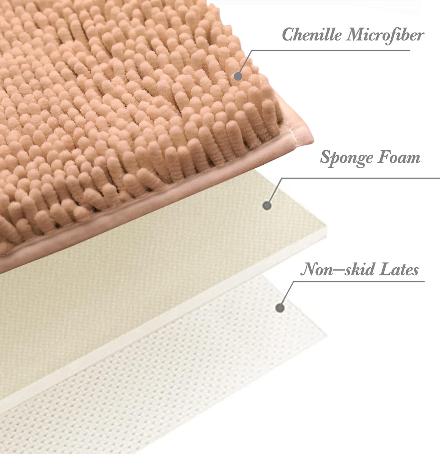 Non-Slip Bath Rug,Extra Soft Microfiber Bedroom Shag Carpet with Anti-Slip Backing,Water/Dust Absorbent Fast Dry Shower Mat,Sound Insulated Stairs Pad,Machine Washable (Camel,23 x 35 Inches)