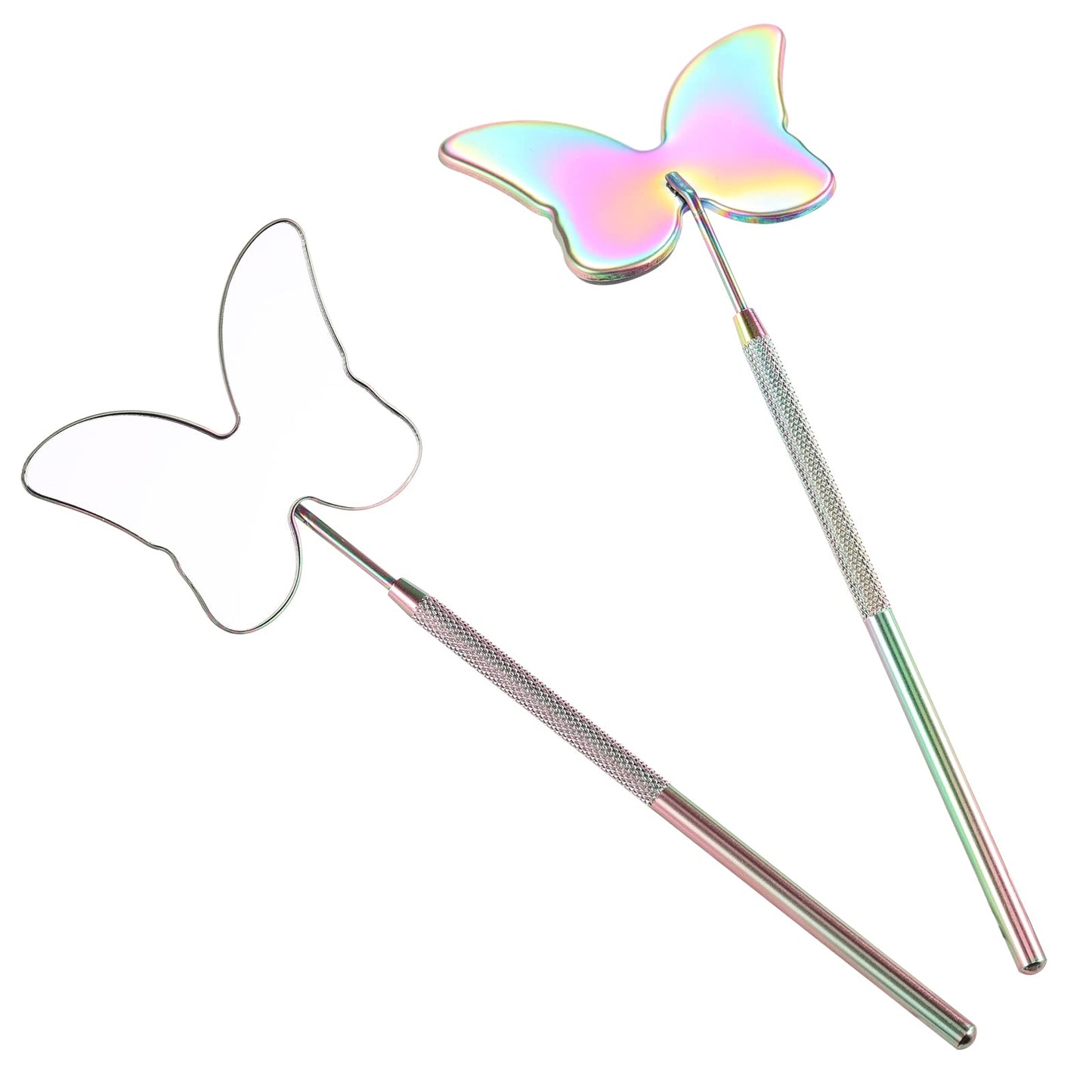 Miuffue Cute Butterfly Lash Mirror for Eyelash Extensions, 2.5inch Stainless Steel Detachable Eyelash Makeup Mirror, Lash Extens