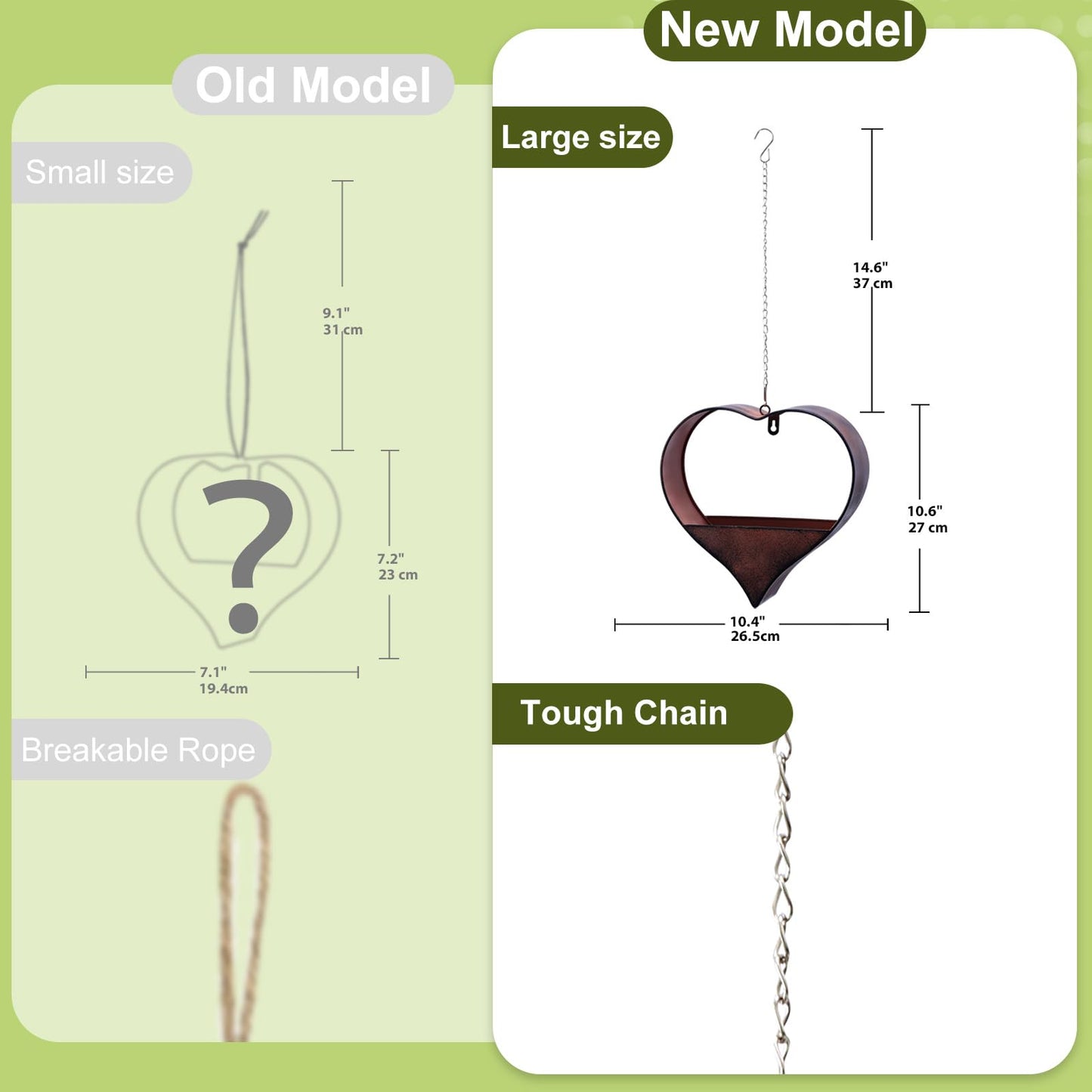 Philodwell Metal Plant Hangers Indoor and Outdoor: Birthday Gifts for Women Mom Wife Father Garden Lovers - Rustic Heart Shape Hanging Planters Perfect for Window Wall Living Room Office Decor
