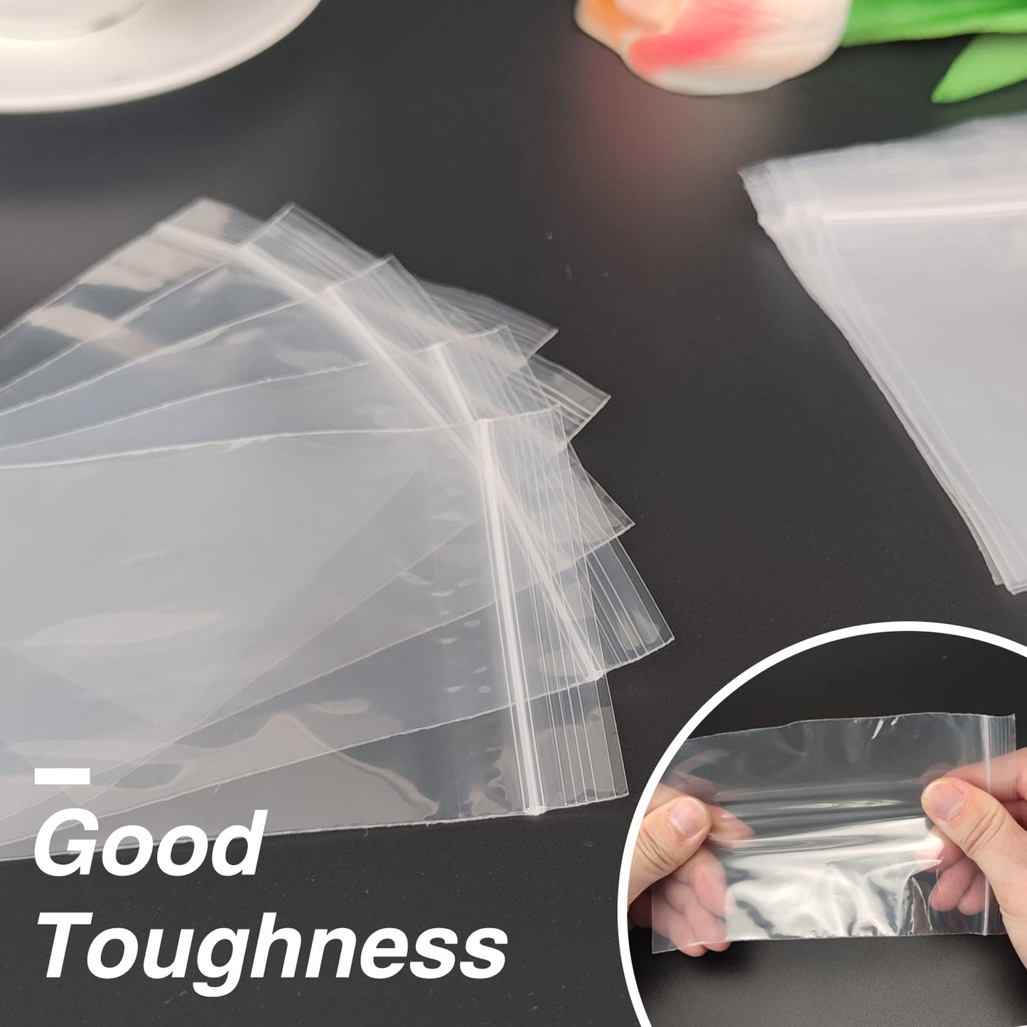 Aubeco Plastic Bags, 200pcs 4 x 6 inch 2 mil Thick, Zip Bags, Clear Jewelry Bag, Baggies with Resealable Zip Bag for Small BusinessDaily Vitamin, Jewelry, Candy