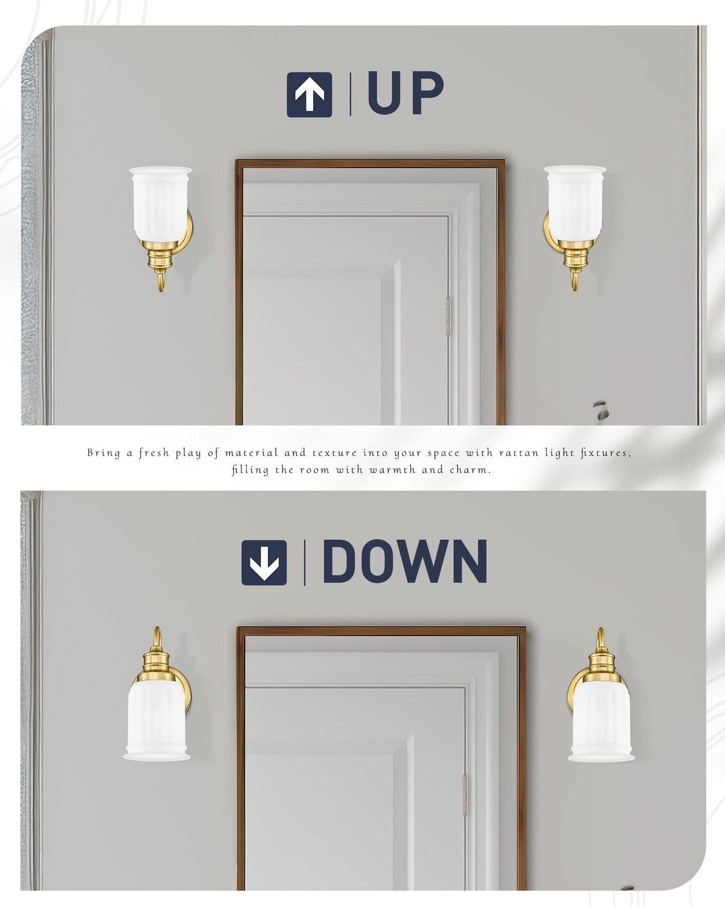 HWH Modern Bathroom Wall Sconces, 1-Light Vanity Light Wall Lamp with Frosted White Bell-Shaped Glass, Brushed Gold Finish, 5HZG106B BG