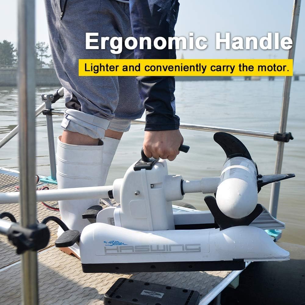 AQUOS Haswing CaymanB Electric Bow Mount 24V Saltwater & Freshwater Trolling Motor -80lbs Thrust, 48in Shaft, with Wireless Remote