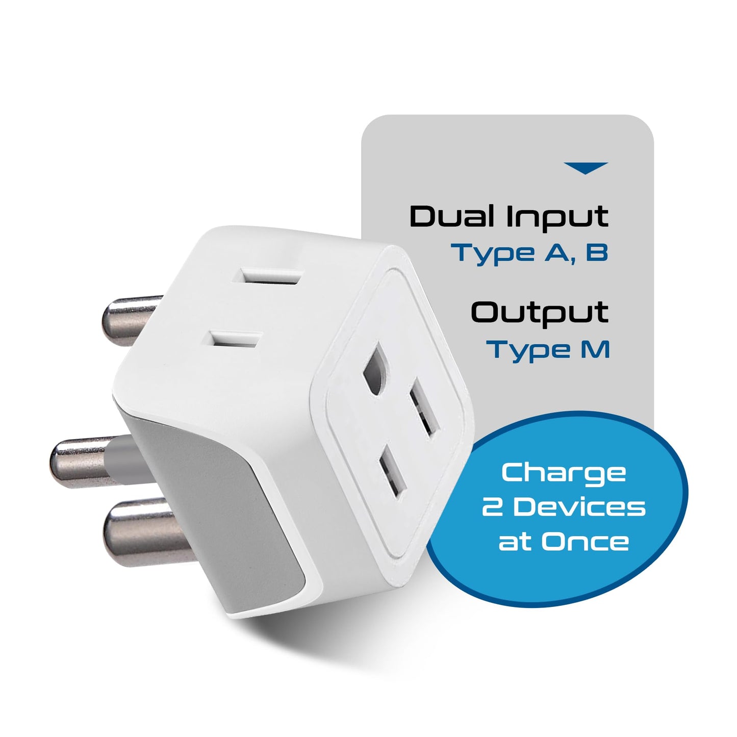 Ceptics South Africa, Namibia Travel Adapter Plug With Dual Usa Input - Type M - Ultra Compact - Safe Grounded Perfect For Cell