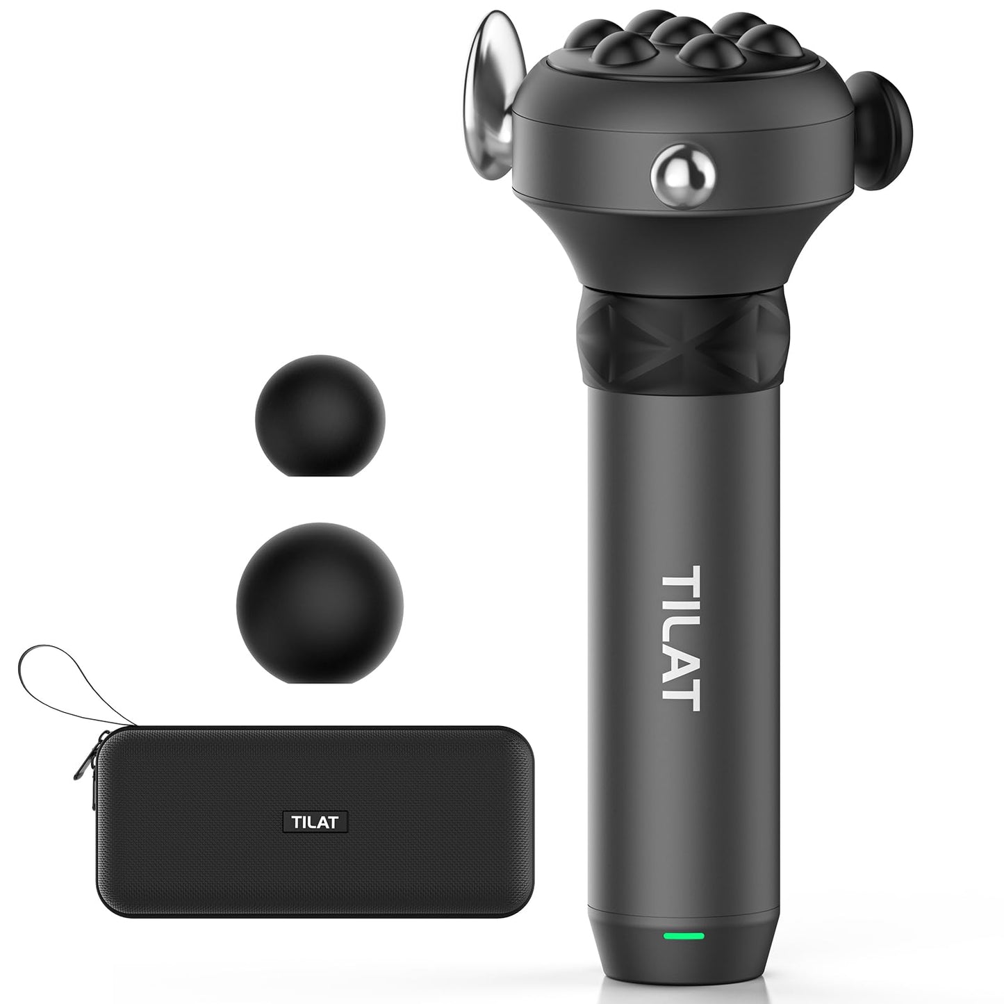 TILAT Massager Gun Deep Tissue, Cordless Vibrating Muscle Massage Gun - Handheld Quick Release Massager for Back, Neck and Fascial Binding - Targetred Trigger Point Therapy Massage Gun, Gray Max