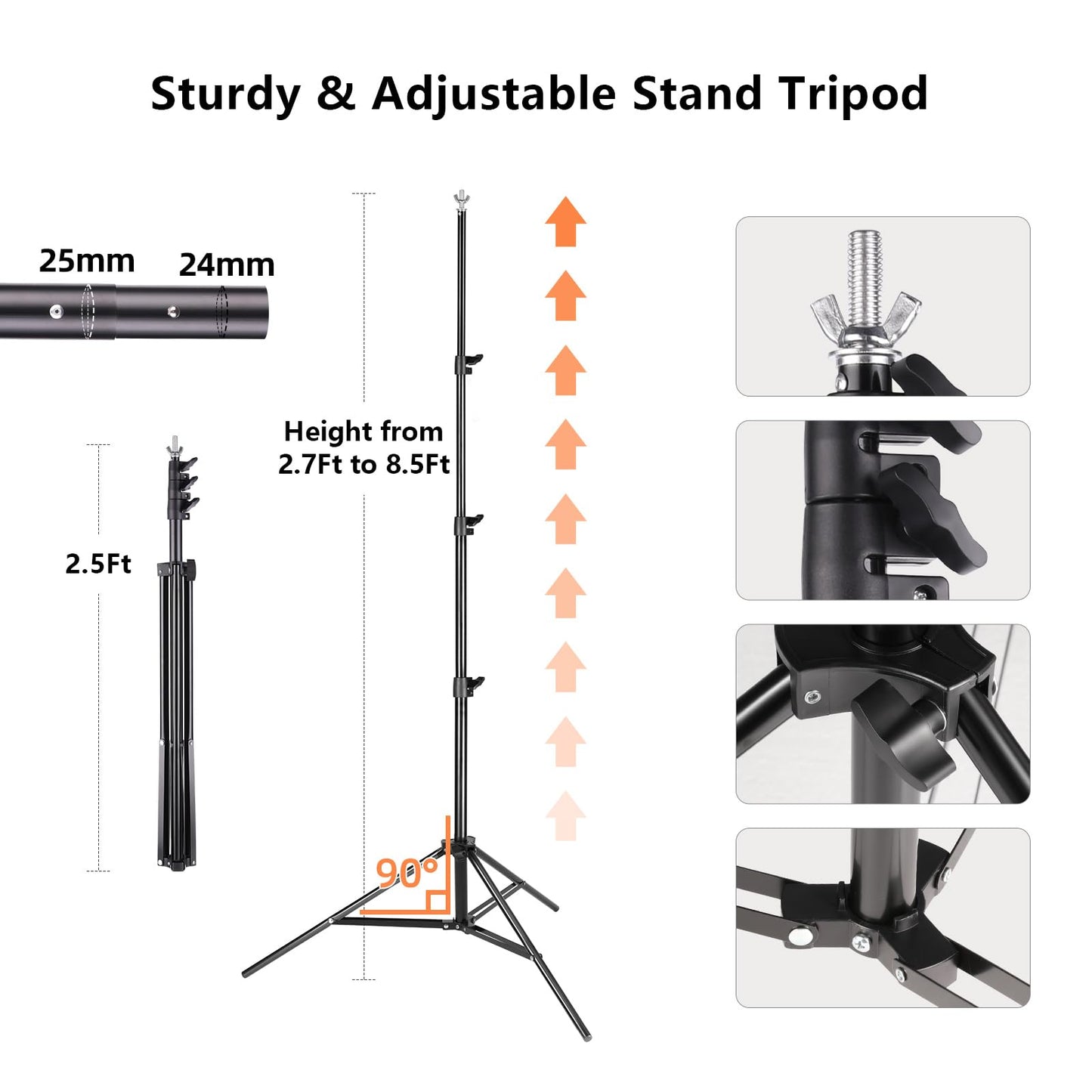 Backdrop Stand 8.5x10ft, Photo Video Studio Adjustable Backdrop Stand for Parties, Wedding, Photography, Advertising Display