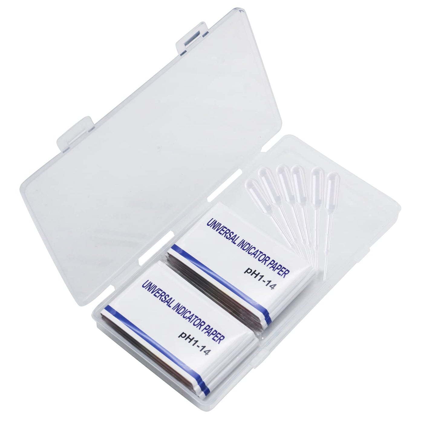 6 Pack pH Test Strips, 480 Strips Full Range 1-14 Universal pH Test Litmus Paper pH Soap Making Testing Strips for Water Wine Saliva Urine Soil, pH Strips and 6 Test Pipette Droppers with Storage Case
