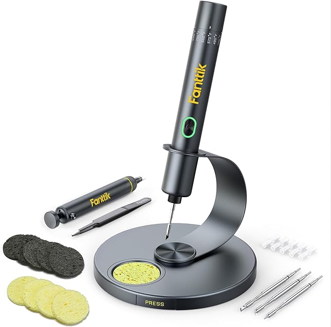 Fanttik T1 Max Soldering Iron Kit, Cordless Soldering Iron, 7 Seconds Fast Heating(390°F-840℉), Auto Sleep, 4 Precision So...