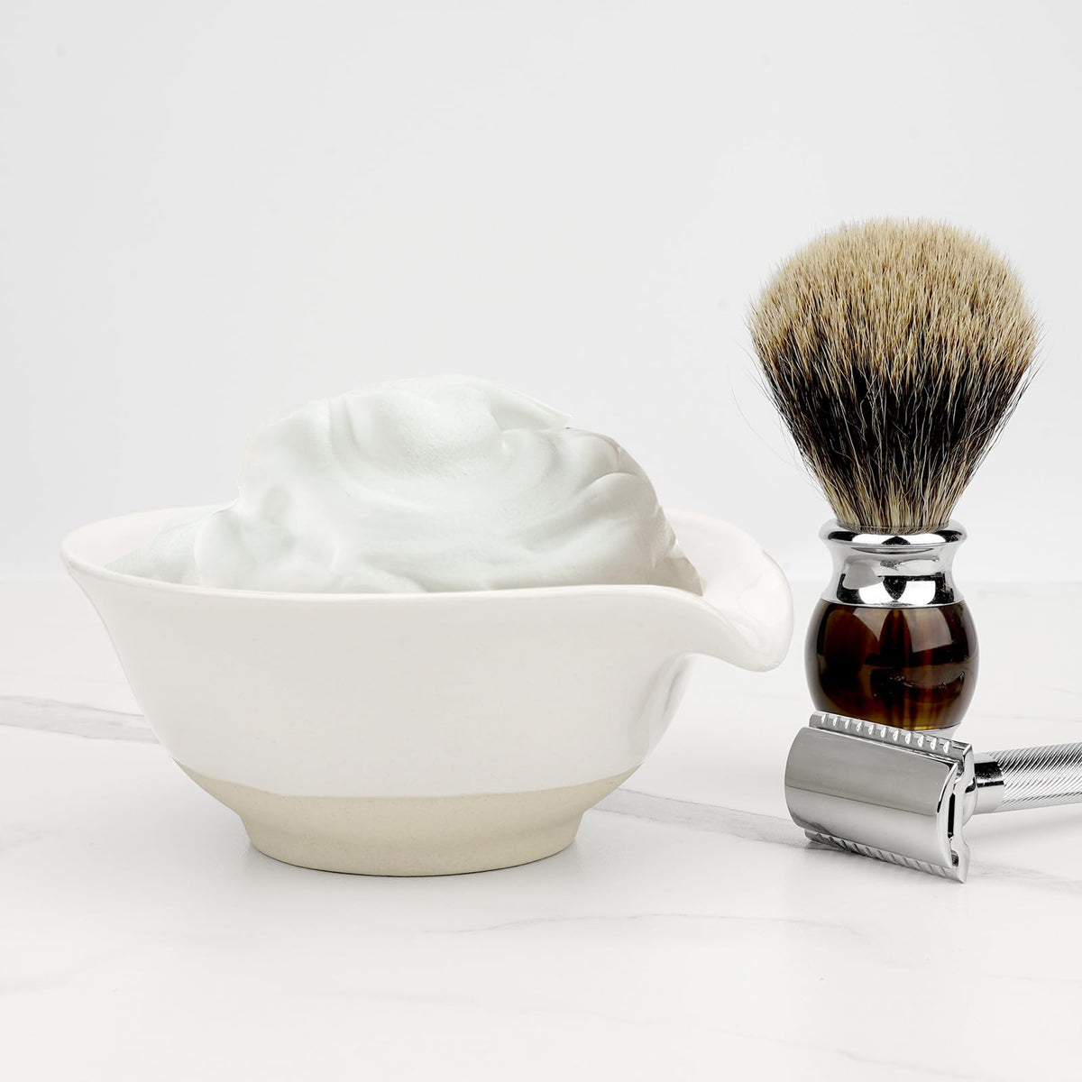 Linkidea Ceramic Shaving Bowl, Shaving Soap Lather Mug Cup for Men, Wide Mouth Barber Beard Wet Razor Shave Cream Cup