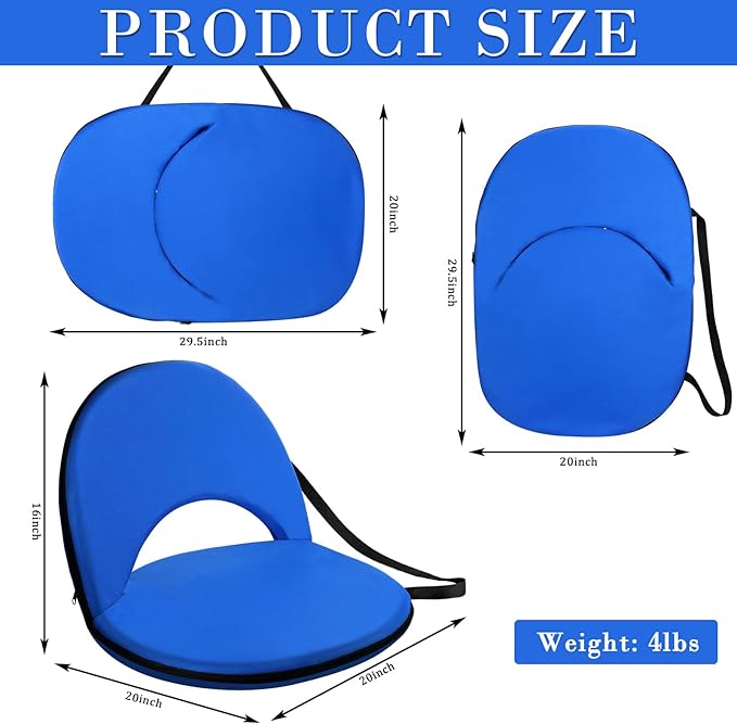 Wenqik 4 Pcs Stadium Seats for Bleachers Flexible Seats with Back Support Adjustable Folding Portable Bleacher Places Multifunctional Lightweight Cushion for Indoor Outdoor