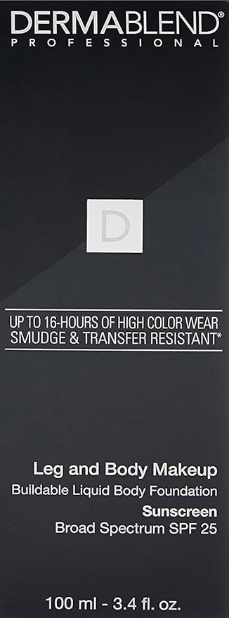 Dermablend Leg and Body Makeup Foundation with SPF 25, 65N Tan Golden, 3.4 Fl. Oz.