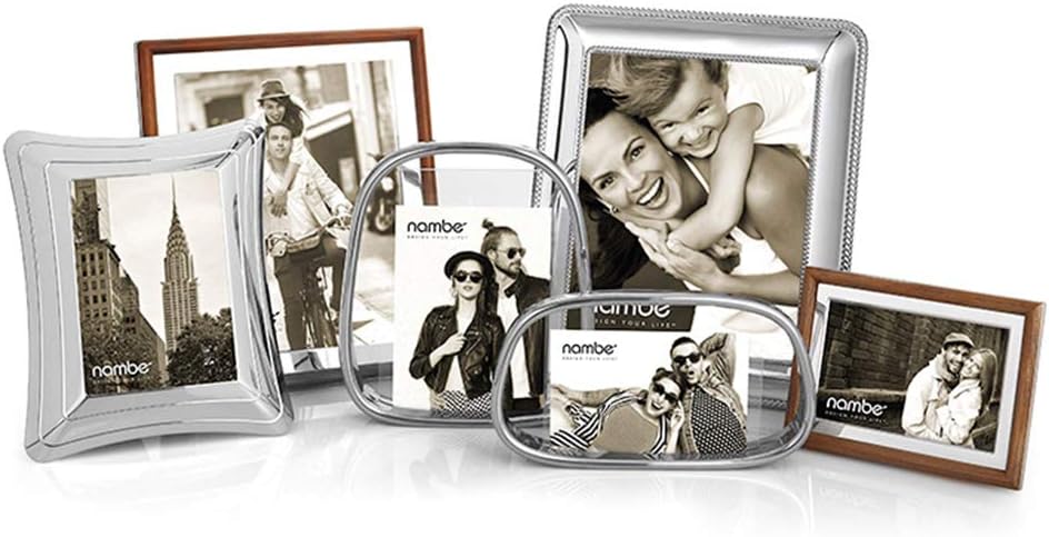 Nambe Novara Picture Frame, 4" x 6” | Photo Frame with Tempered Glass | Tabletop Display, Family, Friends, Wedding Gift, Home Office Décor | Silver Plate and Genuine Leather