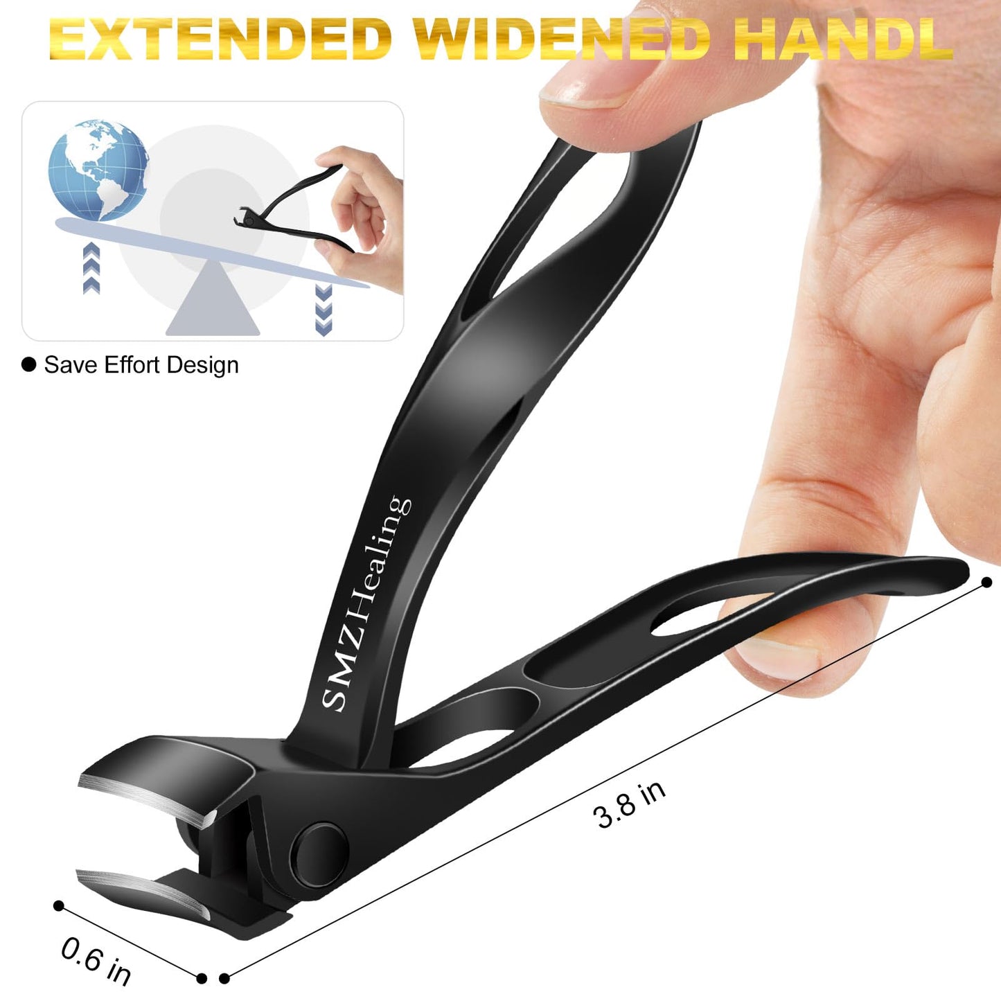 Angled Nail Clippers for Men Women, 2025 Upgrade 15 Curved Head Large Toe Nail Clippers for Seniors Thick Nails, Wide Jaw Openin