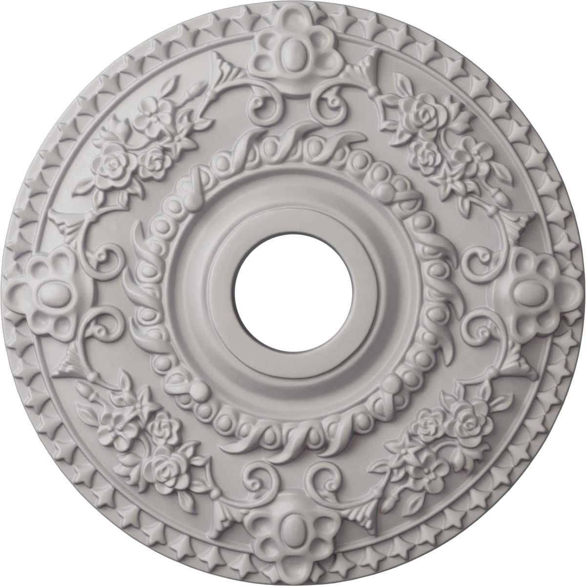 Ekena Millwork Cm18Rouwf Rose Ceiling Medallion, Ultra Pure White