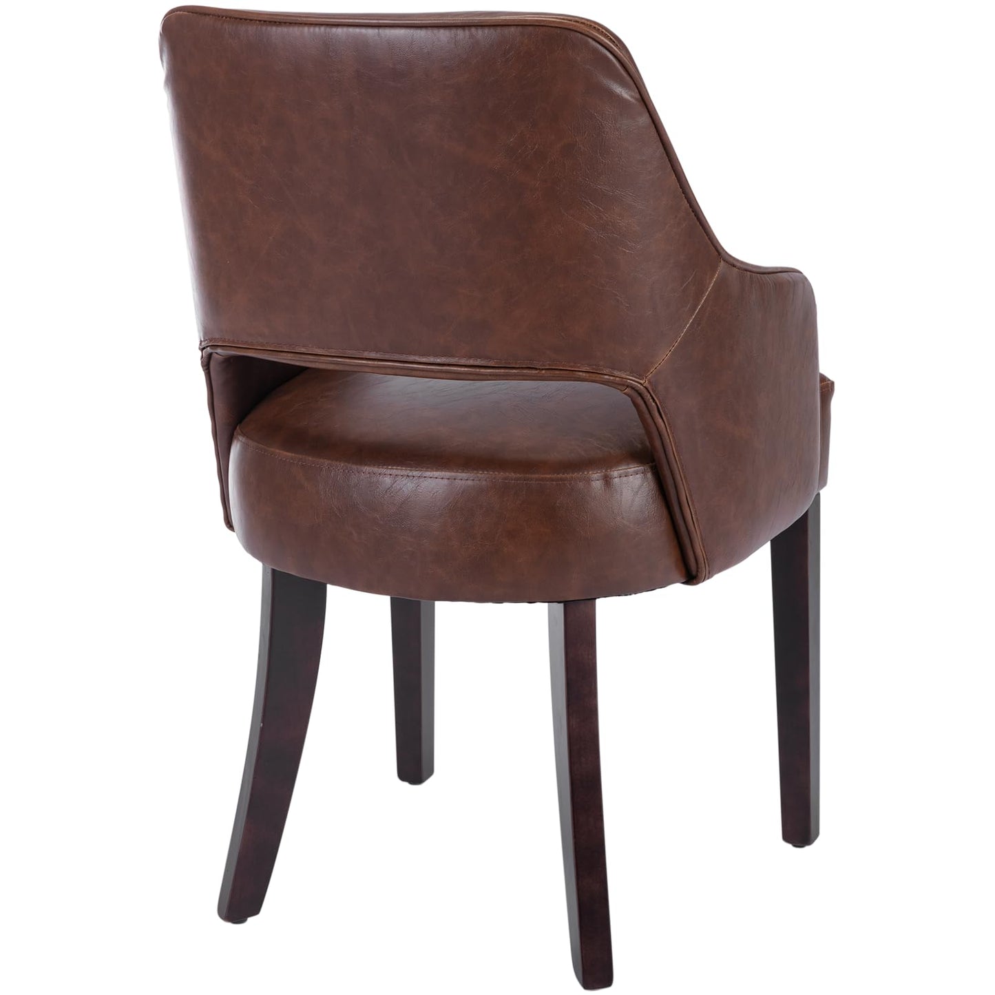 Kmax PU Leather Fabric Dining Chairs Set of 2 Upholstered Side Chairs Farmhouse Accent Chairs with Open Back Wood Legs for Dining Room Guest Room Restaurant, Brown(Wider Seats)