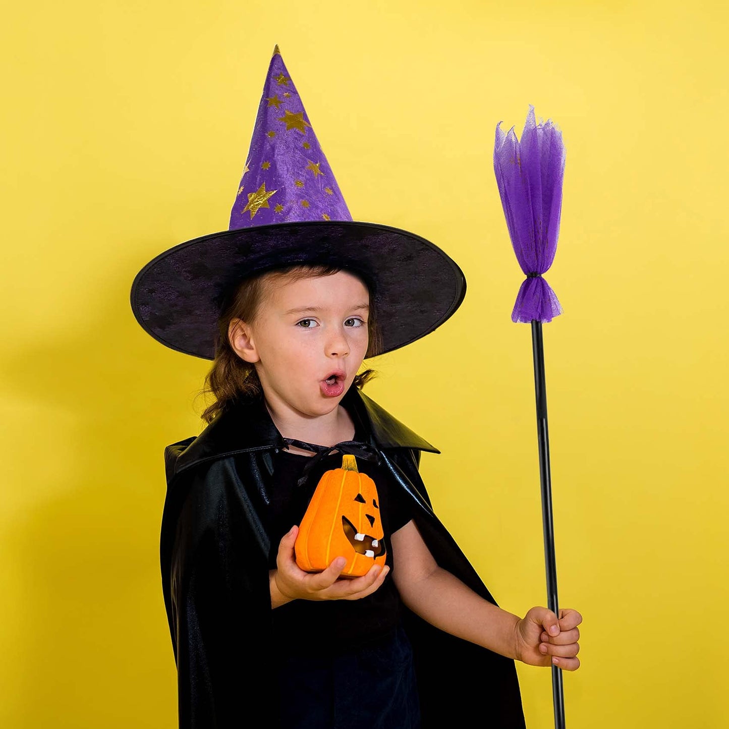 MISS FANTASY Toddler Witch Costume Halloween Witch Costume Accessories Girls Including Witch Hat and Broom Witch Purple Tutu Toddler Striped Witch Socks for 3-5 Kids Hocus Pocus Costume for Toddler
