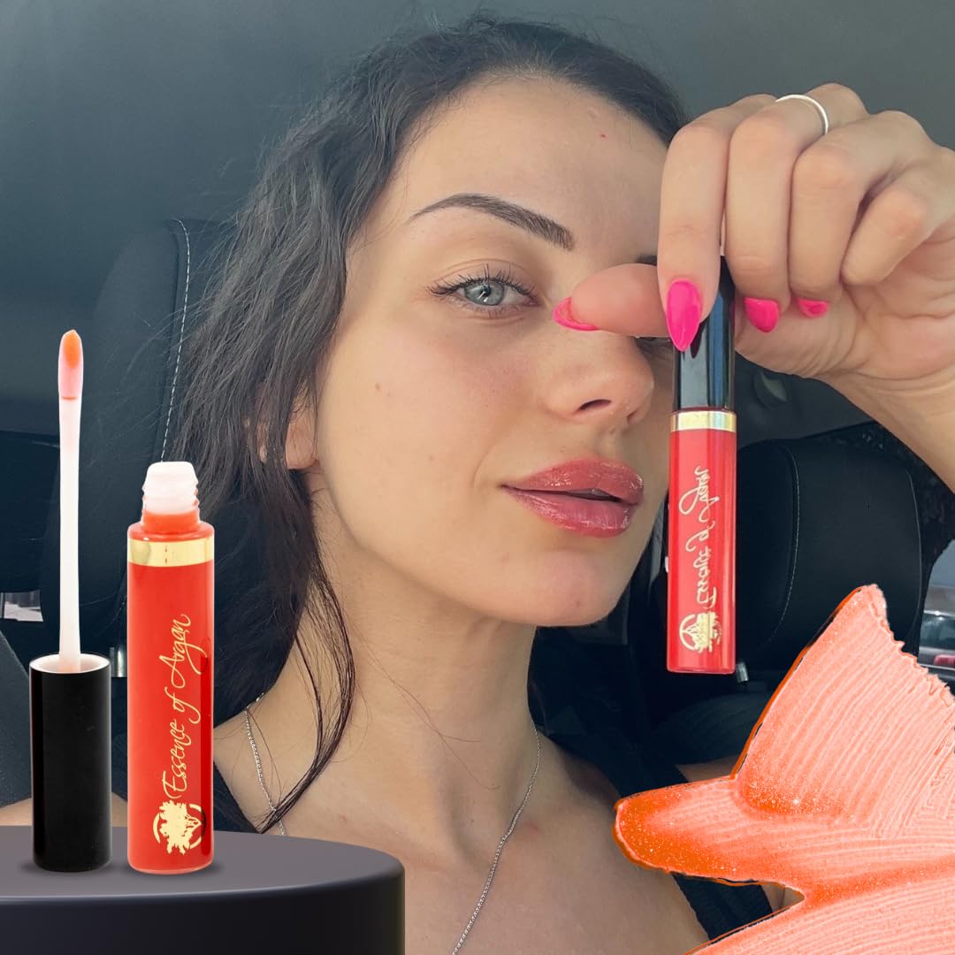 Essence Of Argan Clear Red Lip Gloss with Moroccan Argan Oil to Moisturize and Plump your Lips - Revitalized Lip Care to Elimina