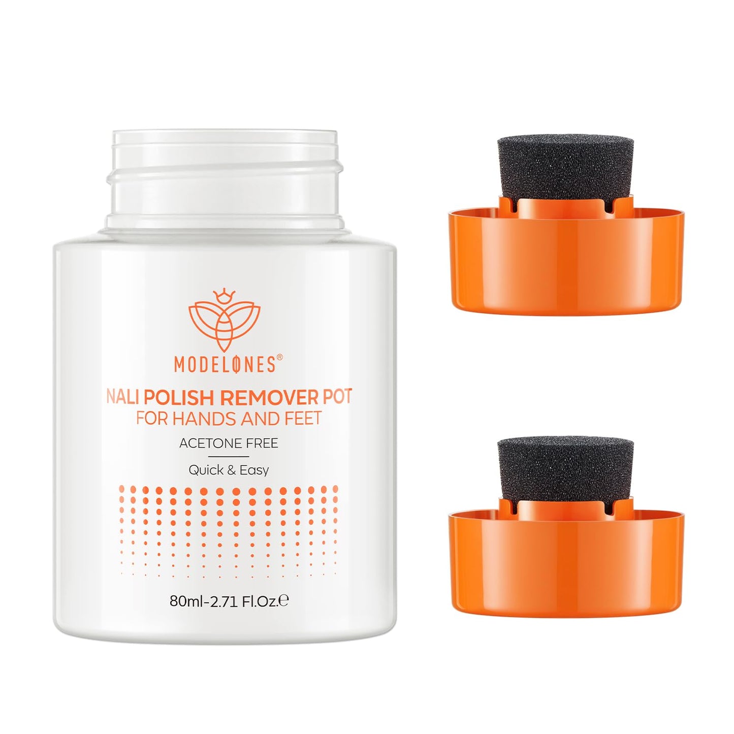Modelones Acetone-Free Non-Drying Nail Polish Remover Pot with Jojoba Oil and Extra Sponge-Top Lid, Fingernail Polish Removal Ge