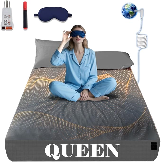 NAGS® Grounding Sheets,Grounding Bedding Sheet, Soft Cotton with Pure Silver Fitted Grounded Sheet for Improved Sleep,Pain Relief (Dark Gray, Queen)