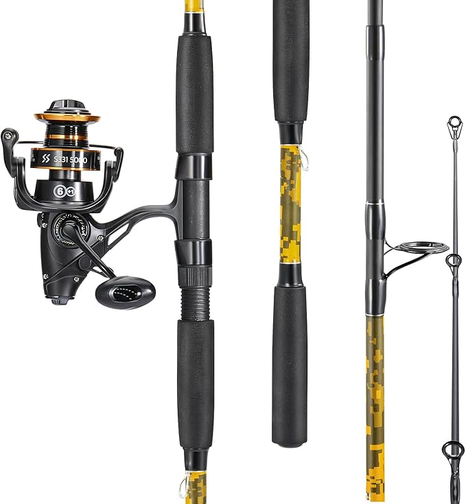 Sougayilang Spinning Rod Combo - MH Action Fishing Pole with Bait Feeder Reel for Catfish, Salmon, Steelhead Freshwater Sa...