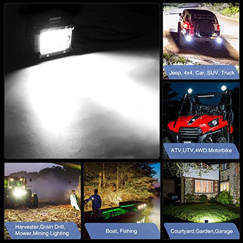 Nilight Led Light Pods 2PC 4Inch 60W Flood Spot Combo Triple Row Driving Lamp Roof Bumper Off Road LED Work Lights Pods fo...
