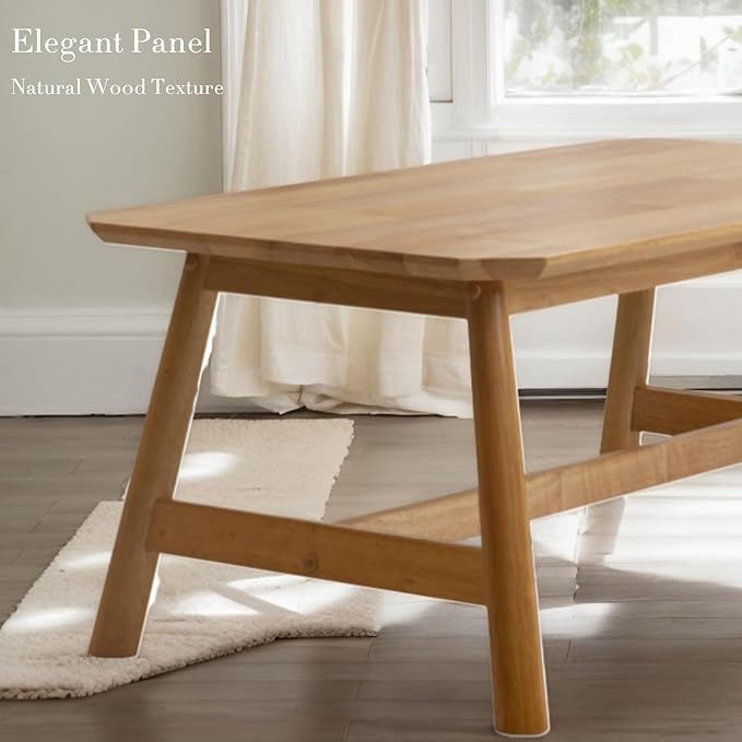 HEAH-YO 35.5” Coffee Table, Rectangle Coffee Tables with Wood Legs for Living Room Bedroom, Natural Wood Color