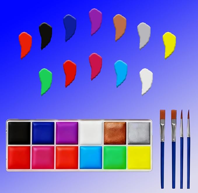 Glow in The Dark Face Body Paint, Glow In The Dark Under UV Black Light Sticks Makeup Neon Face Painting Kits for Adult Halloween Festival Accessory Glow Party Supplies (12 color)