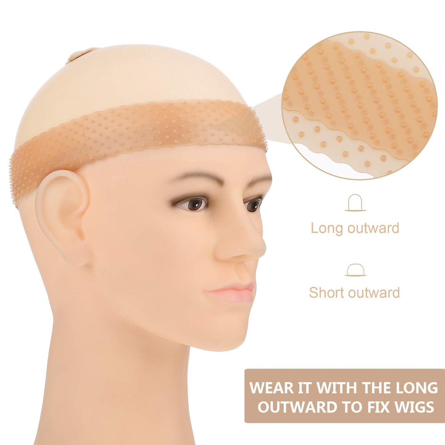 4 Pieces Nylon Wig Caps and Silicone Wig Grip Band for Lace Front Set for Women Human Hair Seamless Non-slip Headband Stretchy A
