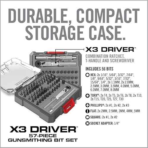 Real Avid X3 Precision Screwdriver Set with 1/4 Ratchet Wrench Bit Driver & Bit Extension - Tool Kit Includes Torx, Hex, Phillips, Flat & Square Bits (56 Piece)