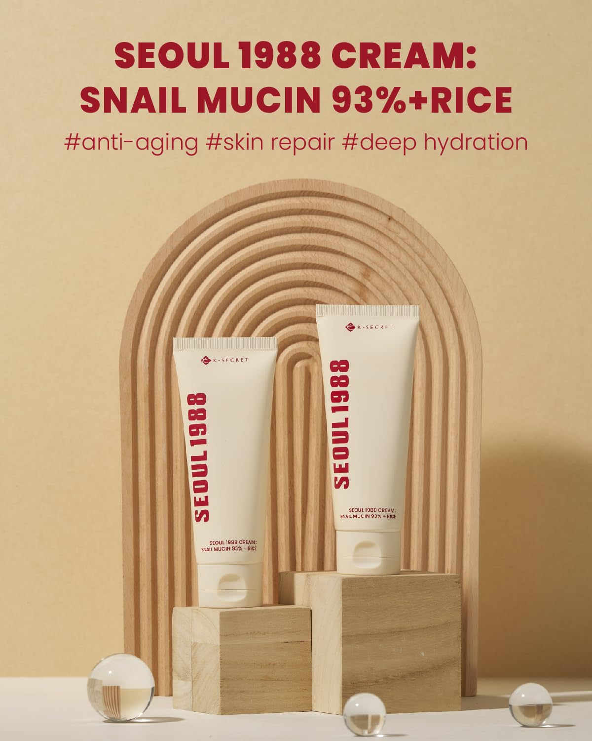 KSECRET SEOUL 1988 Cream : Snail Mucin 93% + Rice, 100ml/3.38fl.oz.