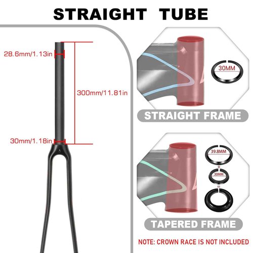 BUCKLOS 28.6mm 700C Full Carbon Fiber Road Bike Rigid Fork, C-Type Clamp Brake, 1-1/8 Threadless Straight Tube Superlight 3K T800 Bicycle Front Fork