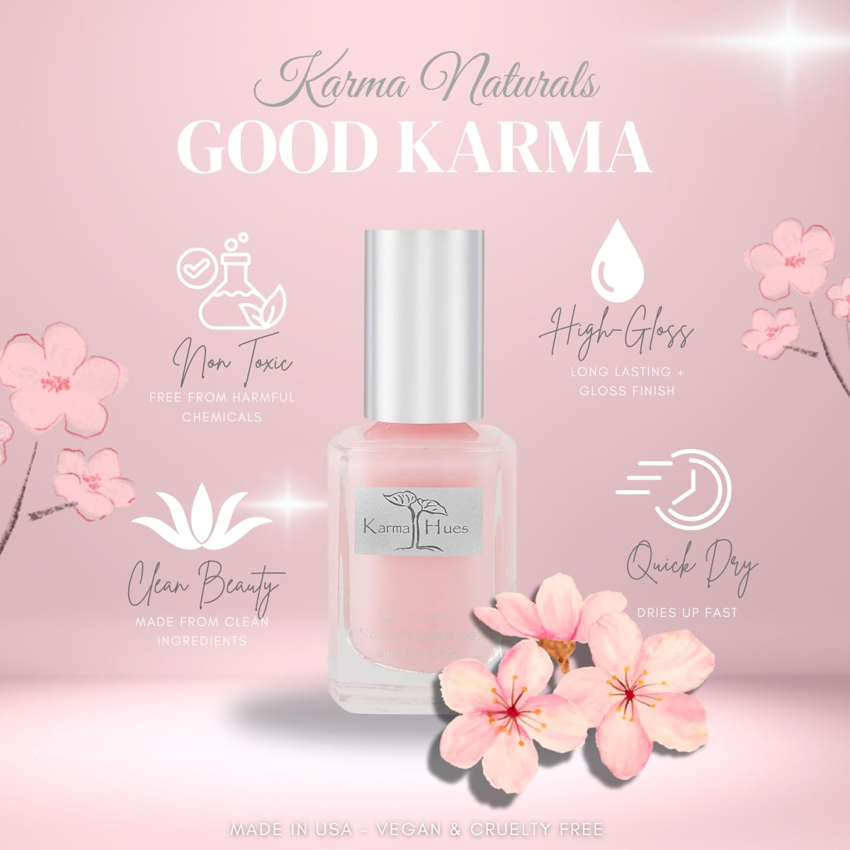 Karma Naturals Nail Polish - Non-Toxic, Vegan & Cruelty-Free (Good Karma, 0.43 fl oz)