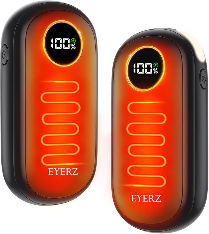 Rechargeable Hand Warmers, Dual-Sided Electric Hand Warmers with LED Display & Flashlight, 4 Levels Fast Heat, Portable Ha...