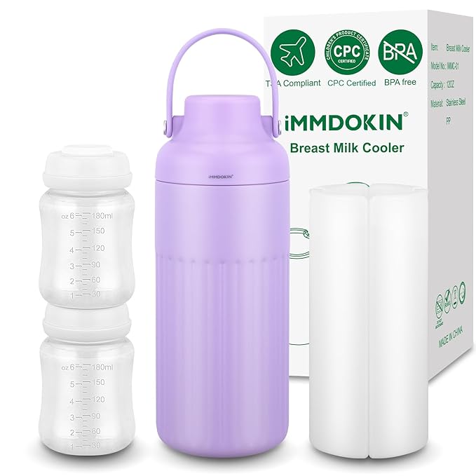 Compact Breast Milk Cooler Bottle, 12oz Portable Breastmilk Cooler with 2 Storage Bottles, 30H Cold Storage Breast Milk Ch...