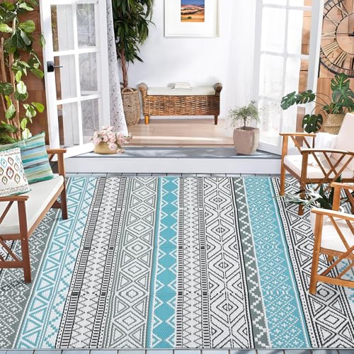 GarveeLife Outdoor Patio Rug 9x18 Waterproof Plastic Straw Rug, Reversible UV Resistant Foldable Camping Carpet Portable M...