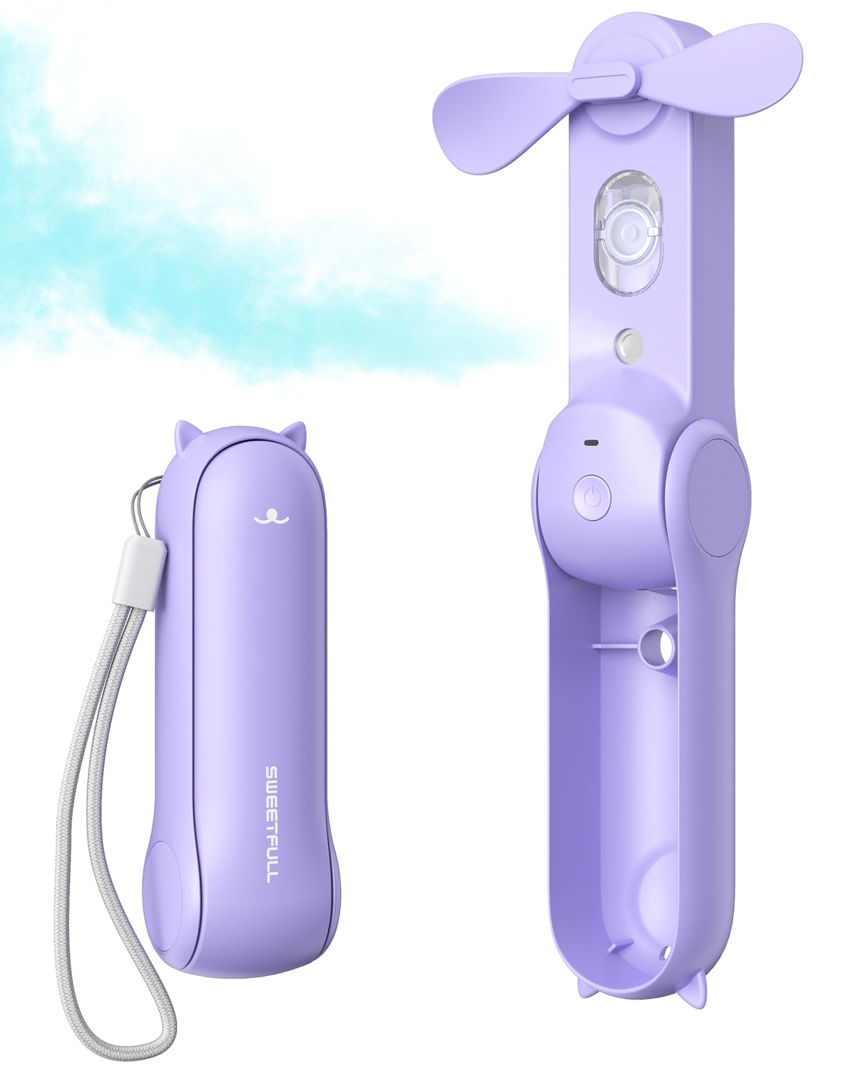 Sweetfull Portable Misting Fan, Handheld Personal Mister, Rechargeable Mini Spray Water Mist, For Kids Women Travel, Outdoors, H