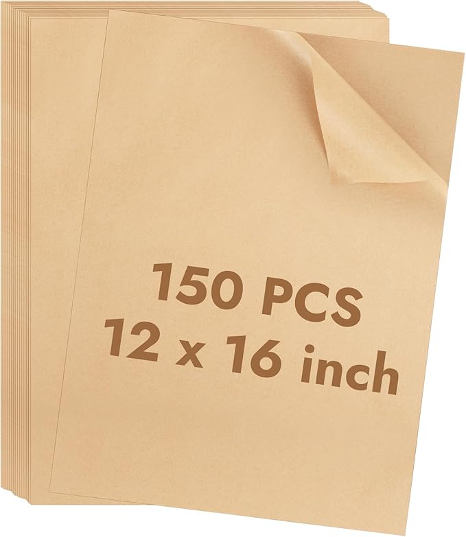 YQL 12x16 Inch 150PCS Disposable Pre-cut Parchment Paper Sheets, Unbleached Parchment Paper Liners, Non Toxic Rectangular Air Fryer Liners for Cookies, Bread, Roasting, Air Fryer and More