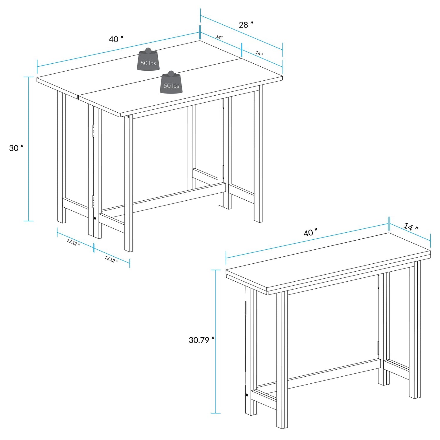 Solid Wood Flip-Top Folding Console to Dining Convertible Table