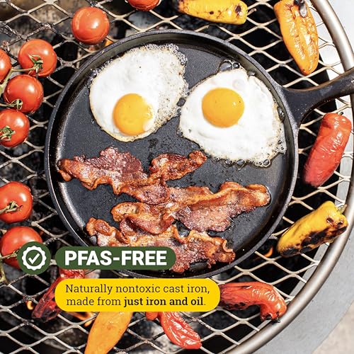 Lodge L9OG3 Cast Iron Round Griddle, Pre-Seasoned, 10.5-inch - Made in USA, Compatible with Stovetop, Oven, Grill & Campfire