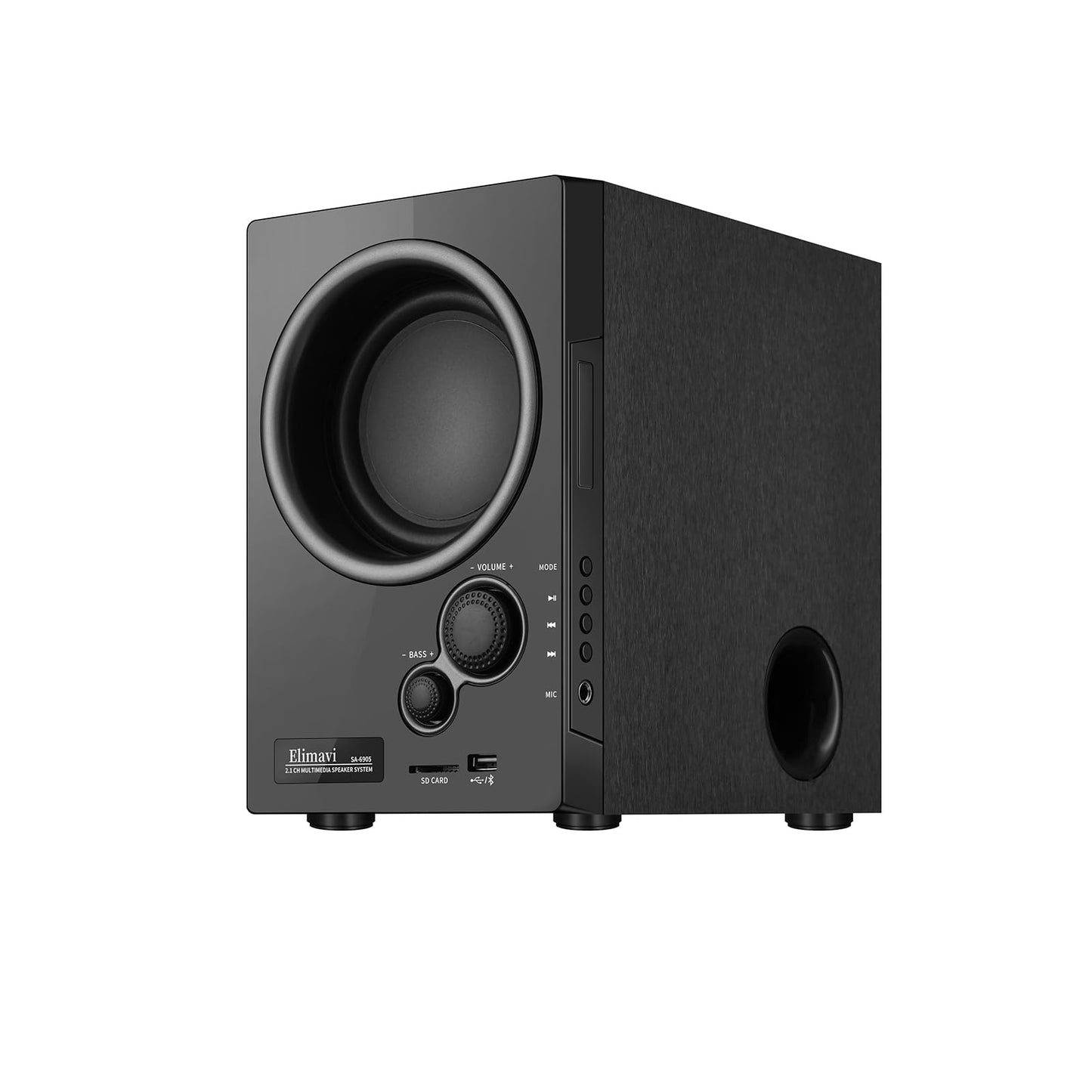 Elimavi 5.1 Surround Sound System with 5.5'' Subwoofer Stereo System for Home with 2.5'' Midrange Home Theater Speakers, Home Speaker System with 3.5-RCA/USB/Wireless/AUX Audio Inputs